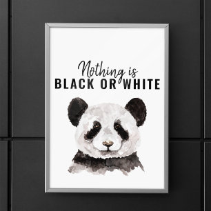 Moderner lustiger Panda Schwarz-Weiß mit Zitat Poster