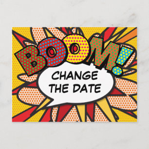 Moderner lustiger Wechsel des Datums Comic Buch Postkarte