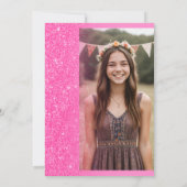 Moderner Luxuriöser Pink Glitzer Neon Sweet 16 Einladung (Rückseite)