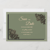 Moderner Luxury Earth Ton Sage Green & Gold Classi Save The Date (Vorderseite)