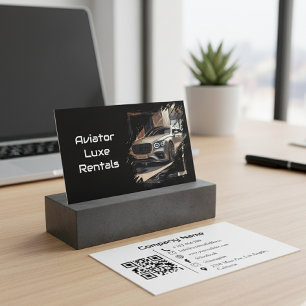 Moderner Luxus-Autovermietungscode schwarz und wei Visitenkarte