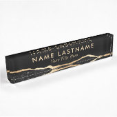 Moderner Luxus Black Gold Agate Marmor Namensplakette