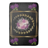 Moderner Luxus-Black Gold Lila Floral Trendy Badematte (Vorderseite Vertikal)