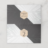 Moderner Luxus Black&Silver Hochzeit Tischnummer 2 Platzkarte (Außenseite Aufgefaltet)