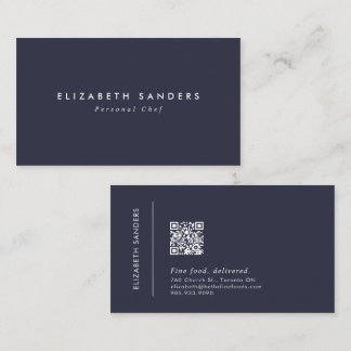 Moderner Luxus-Blauer Minimaler Text mit QR Visitenkarte