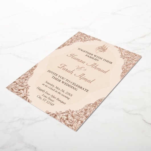 Moderner Luxus Elegantes muslimisches islamisches Folieneinladung (Gedreht)