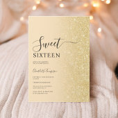 Moderner Luxus Gold Glitzer Gelber Sweet 16 Einladung