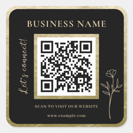 Moderner Luxus Golden Beruflich Business QR Code Quadratischer Aufkleber (Vorderseite)
