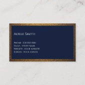 Moderner Luxus-Kupfergold Mitternachtsblauer Rahme Visitenkarte (Rückseite)