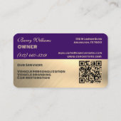 Moderner Luxus Lila & Gold-Gravur-Car Visitenkarte (Rückseite)