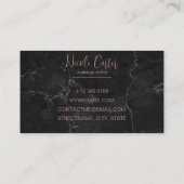 Moderner Luxus-Rose goldfarbener schwarzer Marmor Visitenkarte (Rückseite)