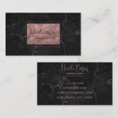 Moderner Luxus-Rose goldfarbener schwarzer Marmor Visitenkarte (Vorne/Hinten)