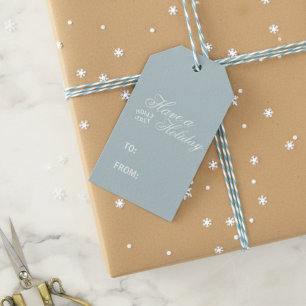 Moderner Luxus Schriftart Blue Holiday Geschenkanhänger