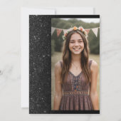 Moderner Luxus Schwarzer Glitzer Sweet 16 Einladung (Rückseite)