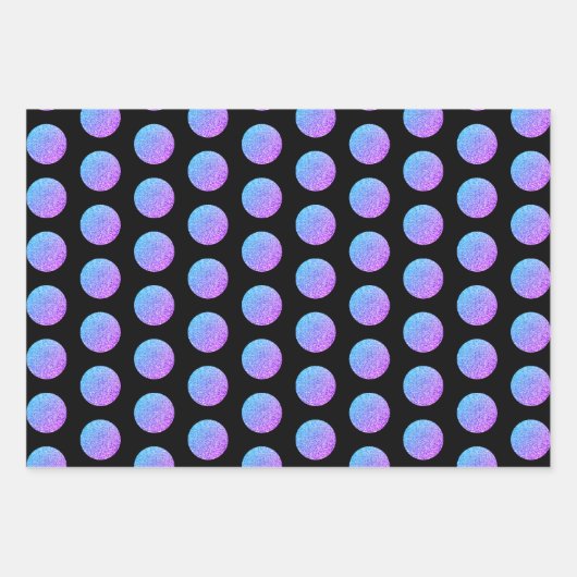 Moderner Luxus Sparkle Lila Glitzer Polka Dots Geschenkpapier Set (Vorderseite)