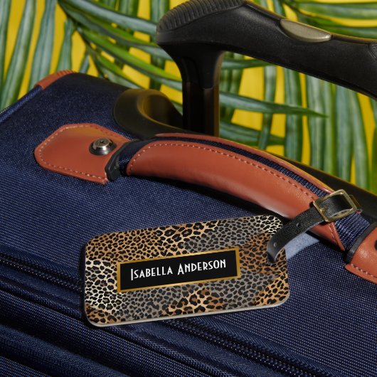 Moderner Luxus Weißer Leopard Elegante Collection Gepäckanhänger (Vorderseite Insitu 3)