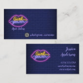 Moderner Mädchen-Power-Neonhaar-Salon Instagram Visitenkarte (Vorne/Hinten)
