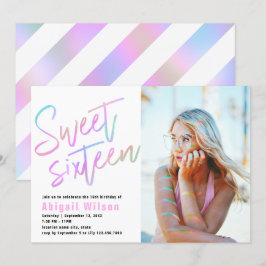 Moderner mädchenholografischer 16 . Geburtstag-Geb Einladung