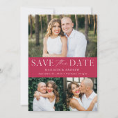 Moderner Magenta 3 Foto QR Code Save The Date (Vorderseite)