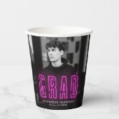 Moderner Magenta Neon Abschluss Pappbecher (Vorderseite)