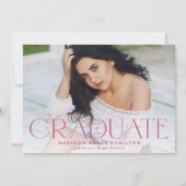 Moderner Magenta Typ Foto Abschluss Ankündigung (Vorderseite)