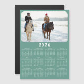 Moderner Magnetic Foto Kalender 2026 Aquamarin grü Magnetkarte (Vorne/Hinten)