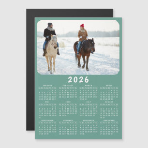 Moderner Magnetic Foto Kalender 2026 Aquamarin grü Magnetkarte