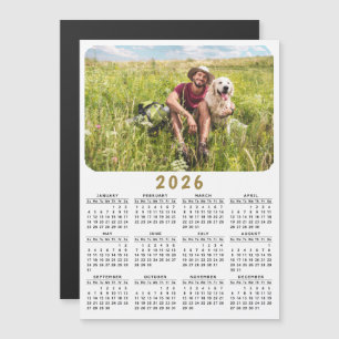 Moderner Magnetischer Foto-Kalender 2026 Schwarz-w Magnetkarte