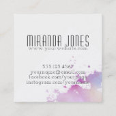 moderner Make-upkünstler-Rosa Watercolor-Spritzer Quadratische Visitenkarte (Rückseite)