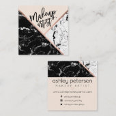 Moderner Make-uptypographie-Rosenmarmor-Farbblock Quadratische Visitenkarte (Vorne/Hinten)