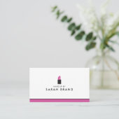 Moderner Makeup-Künstler mit Lipstick-Logo Visitenkarte (Stehend Vorderseite)