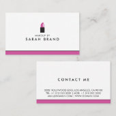 Moderner Makeup-Künstler mit Lipstick-Logo Visitenkarte (Vorne/Hinten)