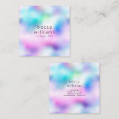 Moderner Makeup-Künstler pastellfarbener Regenboge Quadratische Visitenkarte (Vorne/Hinten)