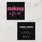 Moderner Makeup-Künstler schwarz pink Quadratische Visitenkarte (Vorne/Hinten)