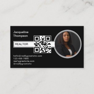 Moderner Makler-Immobilienmakler-Foto-QR-Code Visitenkarte