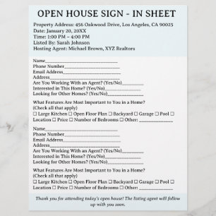 Moderner Makler Open House Anmeldeblatt Flyer