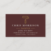 Moderner Maler Burgund Gold QR-Code Visitenkarte (Vorderseite)