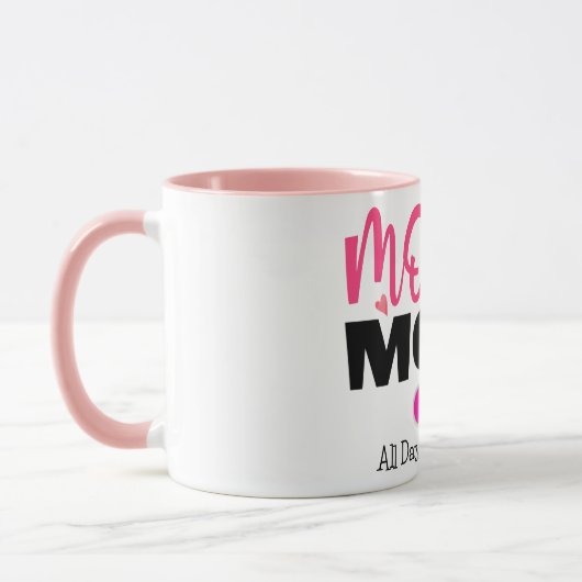 Moderner Mama-Modus Rosa Herzkaffee Tasse (Links)
