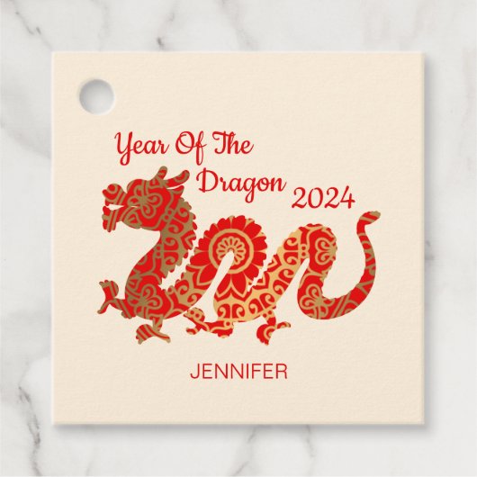 Moderner Mandala Dragon 2024 Chinesisches Neujahr Geschenkanhänger (Vorderseite)