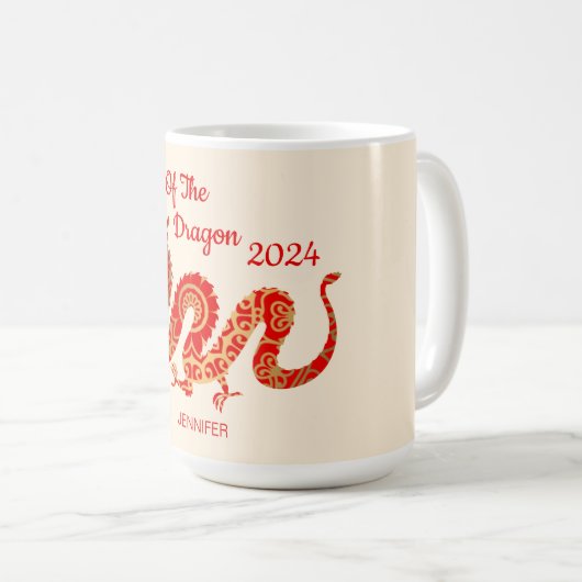 Moderner Mandala Dragon 2024 Chinesisches Neujahr Kaffeetasse (VorderseiteRechts)