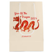 Moderner Mandala Dragon 2024 Chinesisches Neujahr Mittlere Geschenktüte (Rückseite)