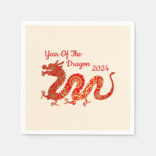Moderner Mandala Dragon 2024 Chinesisches Neujahr Serviette