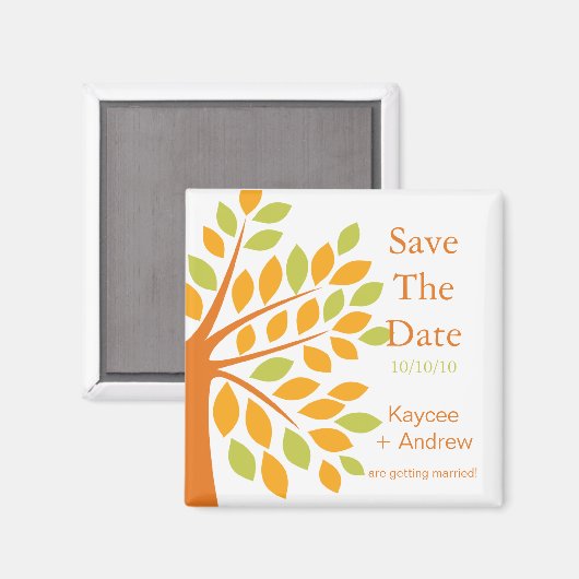 Moderner Mandarine Baum Save the Date Magnet (Vorderseite/Rückseite)
