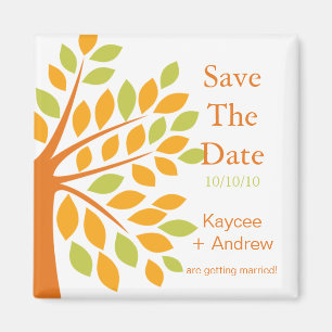 Moderner Mandarine Baum Save the Date Magnet