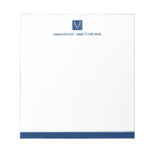 Moderner männlicher Monogramm Name dunkelblaues Qu Notizblock (Vorderseite)