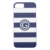 Moderner Marine-Streifen-Monogramm-freier Raum Case-Mate iPhone Hülle (Rückseite)