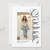 Moderner marineblauer Abschluss für Foto Einladung (Vorderseite)