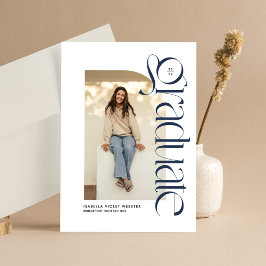 Moderner marineblauer Abschluss für Foto Einladung