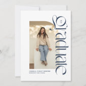 Moderner marineblauer Abschluss für Foto Einladung (Vorderseite)