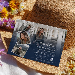 Moderner marineblauer Abschluss mit minimalistisch Einladung